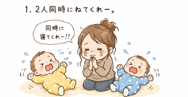 Featured image of post 「同時に寝てくれー!」と願った日|性格の違いがくっきりな双子たち