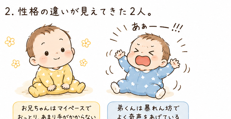 性格の違いが見えてきたお兄ちゃんと弟くん
