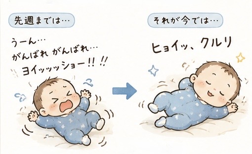 1週間でヒョイッくるりに——寝返りの変化