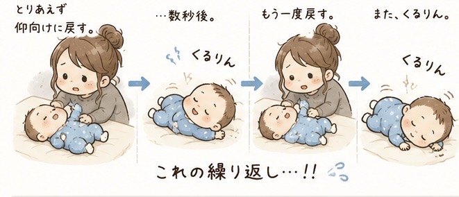 戻しても戻してもくるりん——何度も寝返る弟くん