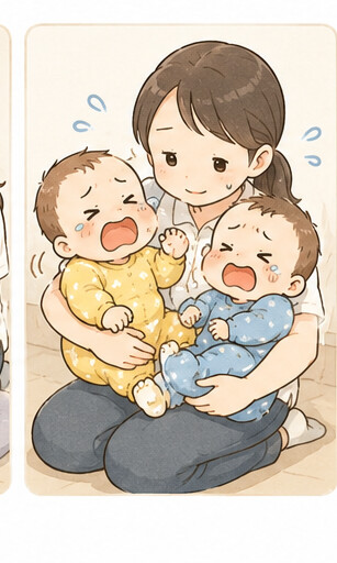 優しく声をかけながらあやす学生さん