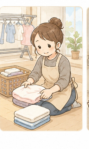 その間に家事をこなすママ