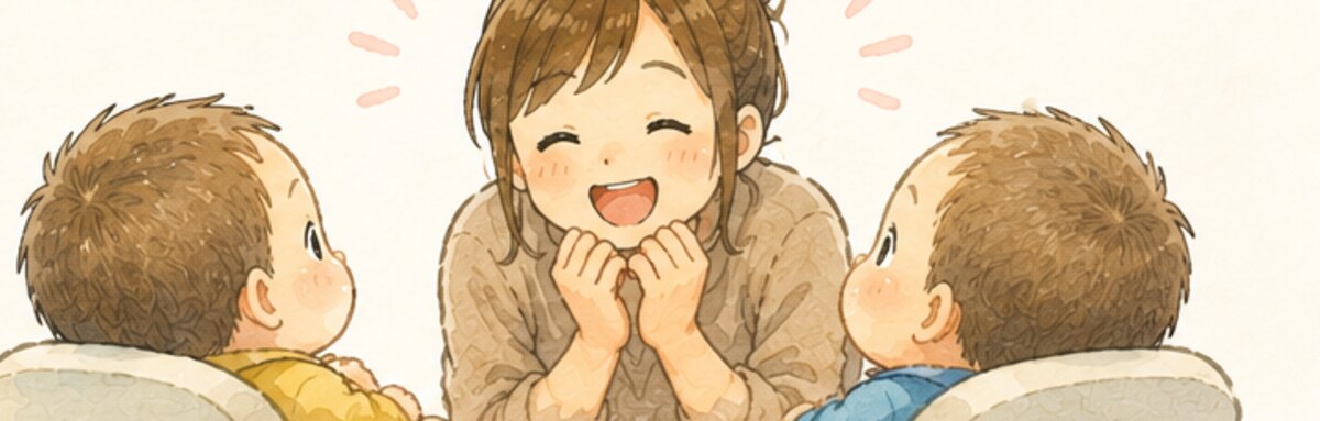 双子を見て大興奮のママ