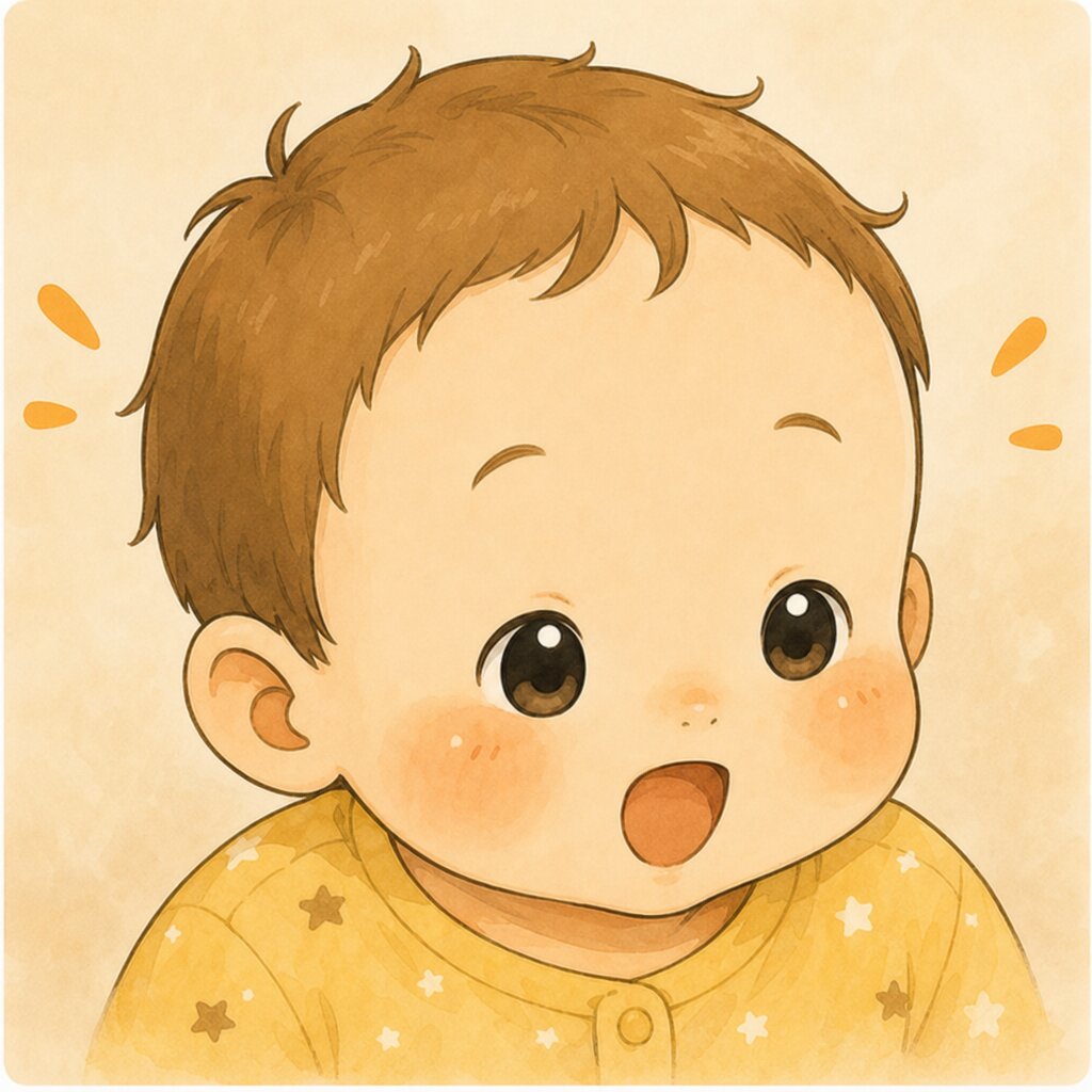 びっくりした表情のお兄ちゃん