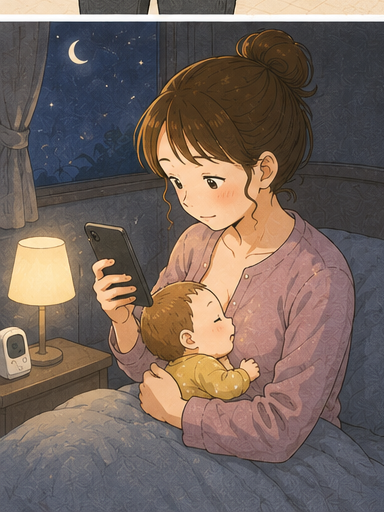 夜中の授乳中にスマホで子連れOKの整骨院を見つけるママ