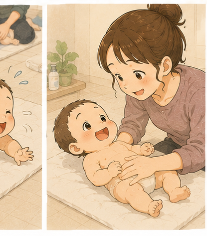 お腹を優しくなでなでする、ゆっくりした触れ合いの時間