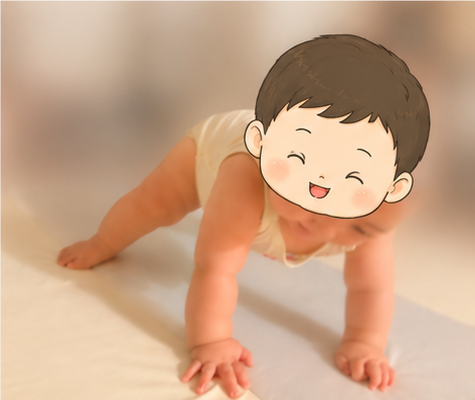 両手と両足でむちむちの体をぐっと持ち上げたお兄ちゃん