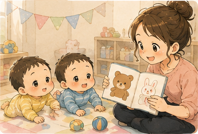 午後の支援センターで絵本タイム