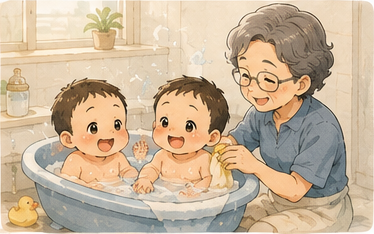 ばぁばと一緒にお風呂タイム