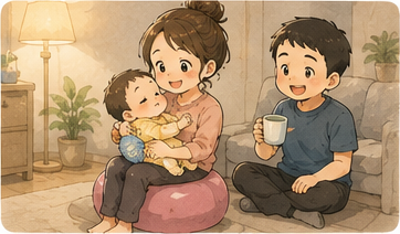 バランスボールで寝かしつけ