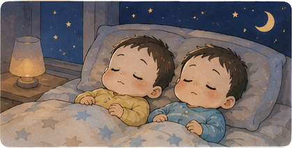 双子がすやすや眠る夜